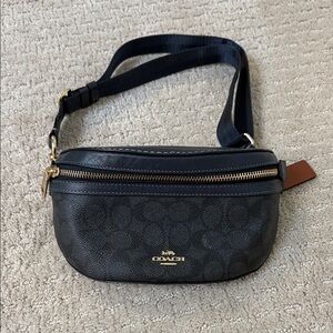 Coach Black Belt Bag with Gold Accents